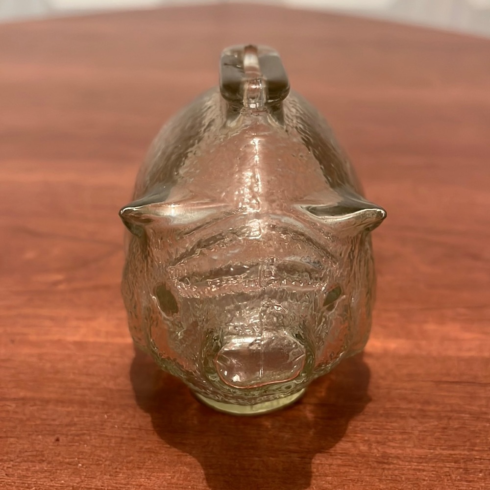 Vintage Anchor Clear Textured Hocking Glass Piggy Bank